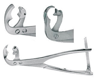 Кісткотримач вигнутий по ребру з рейковим фіксатором для травматології