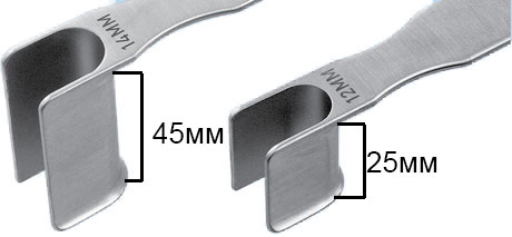 Розміри ретрактора для крайнього гвинта Vaughan
